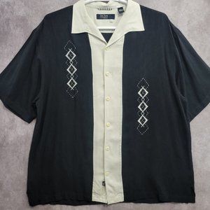 Nat Nast 100% Silk Embroidered Men's Casual Button Down size XL